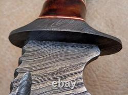 Original Damascus Bowie Knife -Hand Forged Stag Antler Handle Hunting/Camping