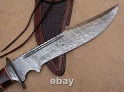 Original Damascus Bowie Knife -Hand Forged Stag Antler Handle Hunting/Camping