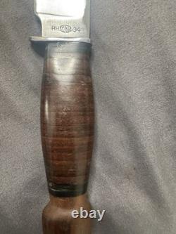 PAL RH 34 Vintage Fixed Blade Knife. Wood Pommel