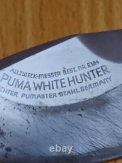 PUMA KNIVES VINTAGE 6384 WHITE HUNTER 1966 STAG WithSHEATH MADE IN GERMANY