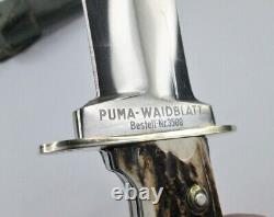 PUMA Knife WAIDBLATT 3588 Pre-'64 Stag Fixed Blade Knife withSheath Solingen, DE