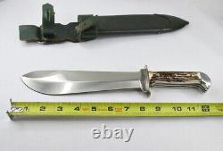 PUMA Knife WAIDBLATT 3588 Pre-'64 Stag Fixed Blade Knife withSheath Solingen, DE