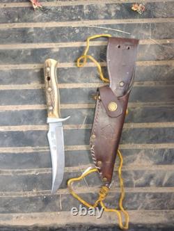 PUMA ORIGINAL BOWIE 116396 HANDMADE FIXED BLADE (07/RC) withLEATHER SHEATH & STONE