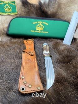 PUMA Scout Saw Blade Knife Stag Handles With A Leather Sheath Mint & Pouch