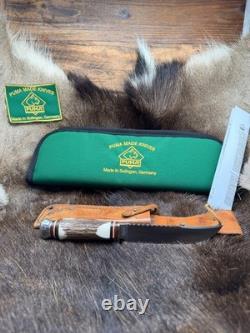 PUMA Scout Saw Blade Knife Stag Handles With A Leather Sheath Mint & Pouch