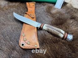 PUMA Scout Saw Blade Knife Stag Handles With A Leather Sheath Mint & Pouch