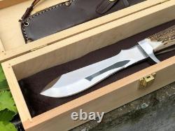 PUMA White Hunter Style Replica Knife German Design, Stag Handle, Fixed Blade