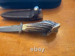 Parker Custom Series Drop Point Hunting Knife Crown Stag Hand Made Japan