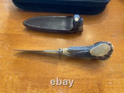 Parker Custom Series Drop Point Hunting Knife Crown Stag Hand Made Japan