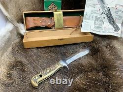 Pre 1964 Puma 6377 White Hunter Knife Stag Handles Sheath Presentation Box A1