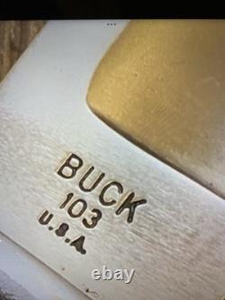 Pre Date Code Buck #104 Twin Knife Set with102 & 103 Fixed Blades, Leather Sheath