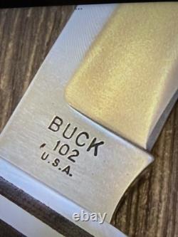 Pre Date Code Buck #104 Twin Knife Set with102 & 103 Fixed Blades, Leather Sheath