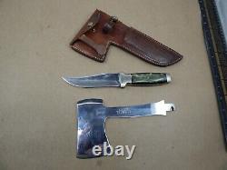 Pre-WW2 Case Tested 961 KNIFE-AXE COMBO SET Green Onyx Celluloid Excellent