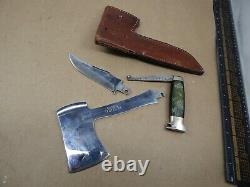 Pre-WW2 Case Tested 961 KNIFE-AXE COMBO SET Green Onyx Celluloid Excellent