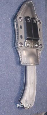 Pre-ownedWinkler Belt Knife Reproduction With Leather Sheath 80CrV2 Micarta Scale