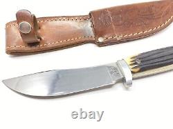 Queen Cutlery Woodcraft Skinner Hunting Knife & Leather Sheath Excellent Cond