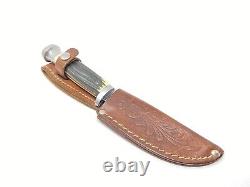 Queen Cutlery Woodcraft Skinner Hunting Knife & Leather Sheath Excellent Cond