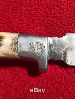 R. H. RUANA BONNER MONTANA M STAMP BOWIE STYLE HUNTING KNIFE With Original Sheath