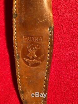 R. H. RUANA BONNER MONTANA M STAMP BOWIE STYLE HUNTING KNIFE With Original Sheath