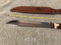 R. J. Richter Solingen Germany Bowie Knife Stag Handle 15 Inch with Original Sheath