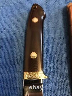 R. W. LOVELESS CUSTOM KNIFE MAKER DROP POINT HUNTER KNIFE-ENGRAVED-1980s UNUSED