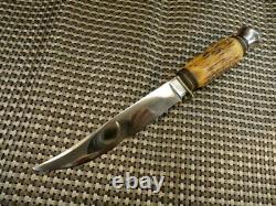 RARE 1950's STAG BONE SOLINGEN GERMANY VINTAGE 10.25 BOWIE HUNTING KNIFE & CASE