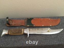 RARE 1950s SOLINGEN GERMANY 13.5 RHINO BOWIE 469 STAG BONE AFRICAN HUNTER KNIFE