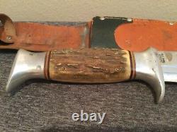 RARE 1950s SOLINGEN GERMANY 13.5 RHINO BOWIE 469 STAG BONE AFRICAN HUNTER KNIFE