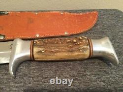 RARE 1950s SOLINGEN GERMANY 13.5 RHINO BOWIE 469 STAG BONE AFRICAN HUNTER KNIFE