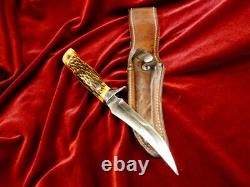 RARE 1970s CAMILLUS 1012 USA HANDMADE SWORD BRAND Vtg. STAG HUNTING KNIFE & CASE