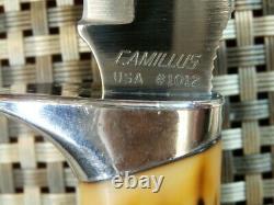 RARE 1970s CAMILLUS 1012 USA HANDMADE SWORD BRAND Vtg. STAG HUNTING KNIFE & CASE