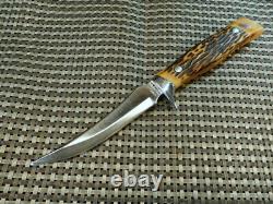 RARE 1970s CAMILLUS 1012 USA HANDMADE SWORD BRAND Vtg. STAG HUNTING KNIFE & CASE