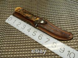 RARE 1970s CAMILLUS 1012 USA HANDMADE SWORD BRAND Vtg. STAG HUNTING KNIFE & CASE