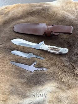 RARE! Puma White Hunter Multi Blade with Leather Sheath 282100 NOS NIB