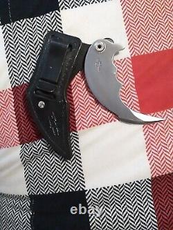 RARE VINTAGE KEMPO CLAW PROTOTYPE FIXED BLADE KNIFE with orig. Leather Sheath