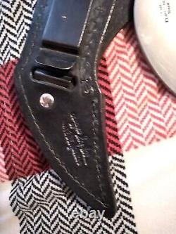 RARE VINTAGE KEMPO CLAW PROTOTYPE FIXED BLADE KNIFE with orig. Leather Sheath