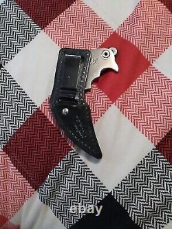 RARE VINTAGE KEMPO CLAW PROTOTYPE FIXED BLADE KNIFE with orig. Leather Sheath