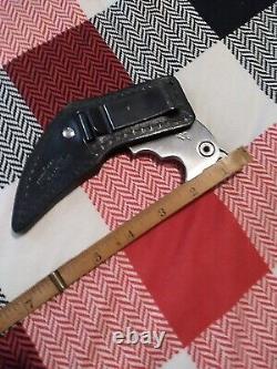 RARE VINTAGE KEMPO CLAW PROTOTYPE FIXED BLADE KNIFE with orig. Leather Sheath