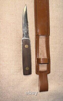 RARE Vintage A/S HELLE FABRIKKER 18/8+ HIGH CARBON EDGE HUNTING KNIFE & SHEATH