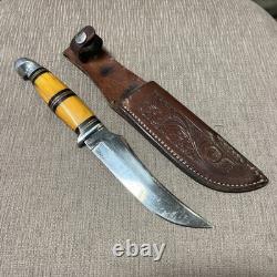 RARE, Vintage Kinfolks Trailing Point Skinner, Butterscotch-Bakelite, Sheath
