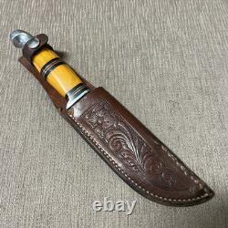RARE, Vintage Kinfolks Trailing Point Skinner, Butterscotch-Bakelite, Sheath