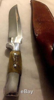 RUANA Knife Vintage Custom Made Hunting Knife Sheath Montana USA 13.5 1985