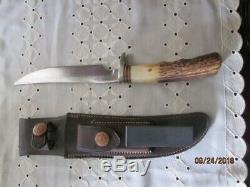 Randall Knife 3-6 One Pin Finger Grip Stag-HEISER Sheath both pristine condition