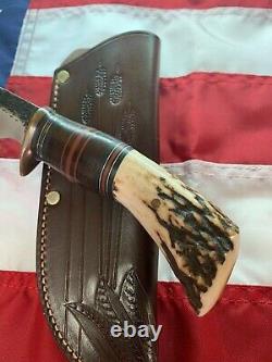 Randall Knives Hybrid Behring Made Rick Bowles Special, SS, Custom Stag Handle