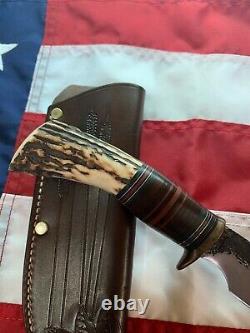 Randall Knives Hybrid Behring Made Rick Bowles Special, SS, Custom Stag Handle