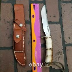Randall Made Knives 3-6 STAG W COMPASS Leather Sheath Smooth button NICE