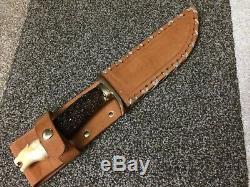 Rare American Mork Custom Stag Bowie Vintage Usa Hunting Knife /case