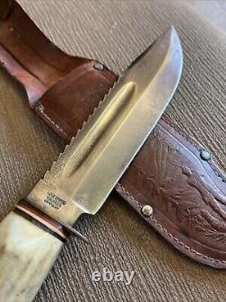 Rare, Edge Brand # 488, Sawtooth Spine, Stag, Solingen Germany, Orig. Sheath