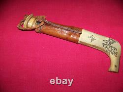 Rare Old Rare Norway Lapland Beautiful Hunting Hand Made Reindeer Knife WithSheath