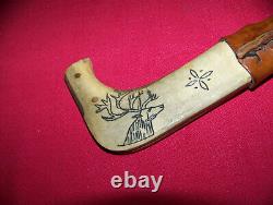 Rare Old Rare Norway Lapland Beautiful Hunting Hand Made Reindeer Knife WithSheath